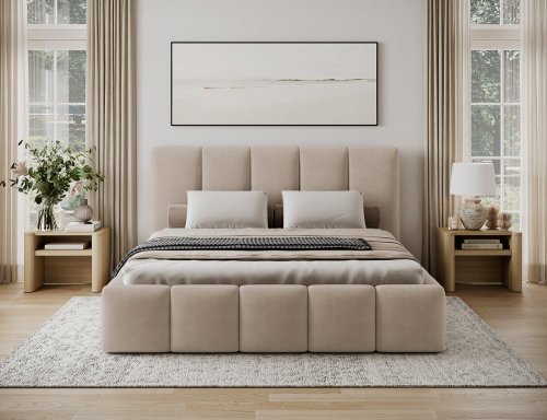 Posteľ Edvige + Drevený rám + plynový piest + kontajner 180x200