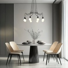 Závěsné stropní svítidlo, matná černá, 8x40W, Basso