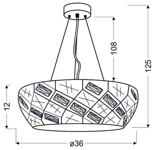 LED závěsná lampa bílá kulatá s krystaly 24W Glance