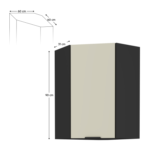 Horní rohová skříňka ARAKA 60X60 GN-90 1F (45)