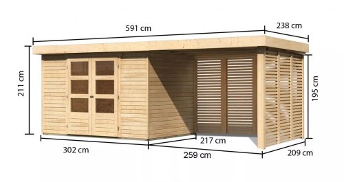 Dřevěný zahradní domek ASKOLA 4 s přístavkem Dekorhome