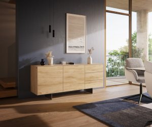 Komoda Cuor 180 cm keramika Laminam® Sabbia dubová 2 dvířka 3 zásuvky