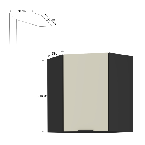 Horní rohová skříňka ARAKA 60X60 GN-72 1F (45)