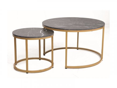 Konferenční stolek 2 ks DION - BAREVNÁ VARIANTA: Černá / zlatá