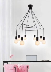 Závesná lampa čierna matná 8xE27 dvojitý okruh Alto