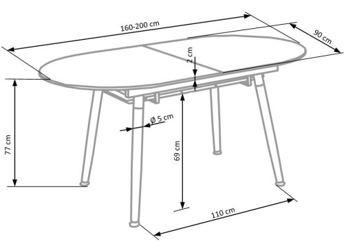 Rozkladací jedálenský stôl CALIBER