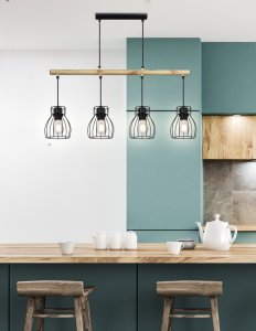Závesná lampa čierna 4x60W Bernita - POSLEDNÝ KUS