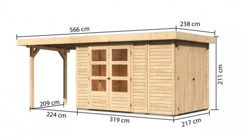 Drevený záhradný domček RETOLA 3 Dekorhome - ŠÍRKA: 578 cm