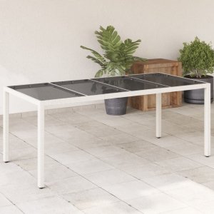 Zahradní stůl se skleněnou deskou bílý 190x90x75 cm polyratan
