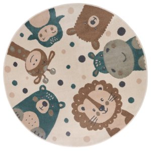 Dětský koberec Adventures 105968 Cream Brown Blue kruh 140x140 (průměr) kruh