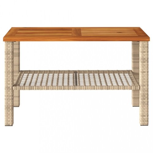 Zahradní stolek béžový 70 x 38 x 42 cm polyratan akáciové dřevo