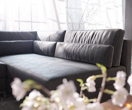 Pohovka ve tvaru "U" Elio 300x185 cm imitace kůže vintage antracitová