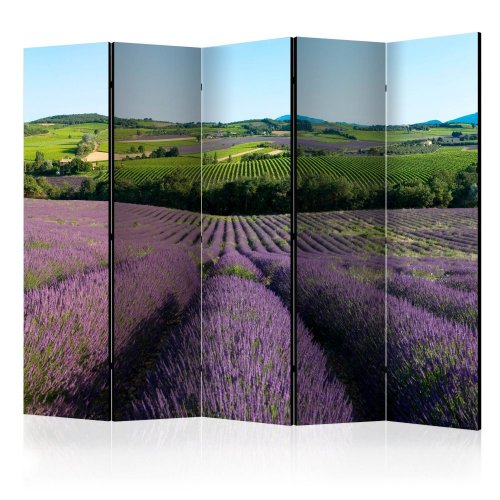 Paraván Lavender fields Dekorhome - ROZMĚR: 225x172 cm (5-dílný)