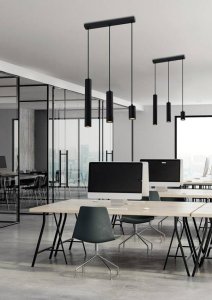 Čierna trojitá závesná lampa 3x25W Tubo