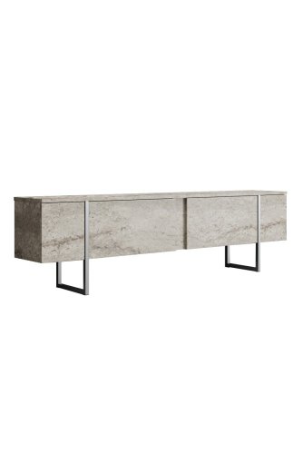 TV stolek Luxe - Travertine, Silver