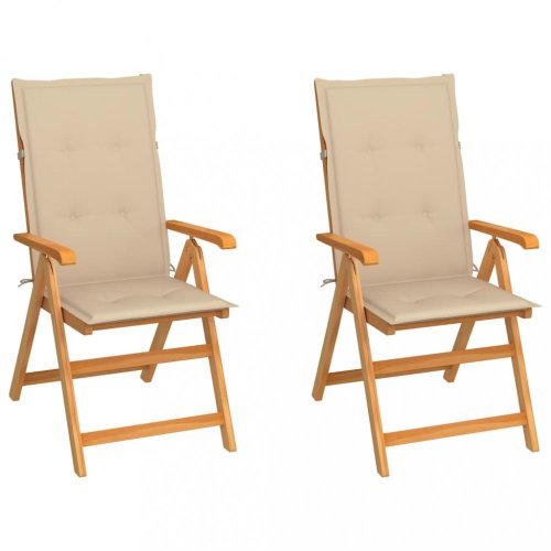 Zahradní židle 2 ks teak / látka Dekorhome