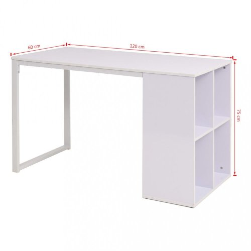 Psací stůl s regálem 120x60 cm Dekorhome - BAREVNÁ VARIANTA: Bílá