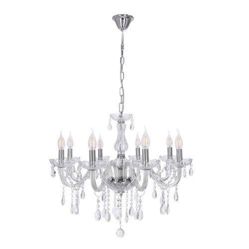 Závěsná lampa Cristallo chrom 8x40W E14 transparentní