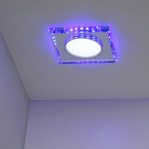 Stropní svítidlo chrom/modré čtvercové LED SSP-22