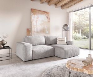 Rohová pohovka Lanzo D 260x160 cm manšestr stříbrno-šedá variabilní