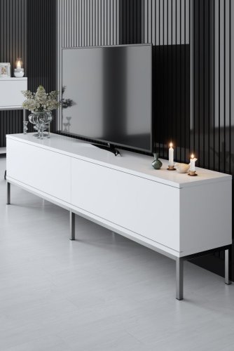 TV stolek Lord - White, Silver