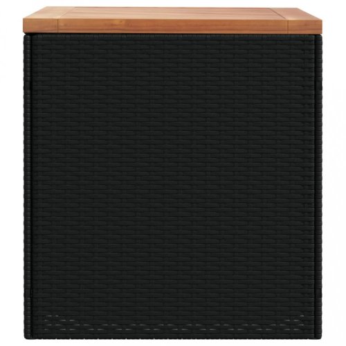 Zahradní úložný box černý 110x50x54 cm polyratan akáciové dřevo