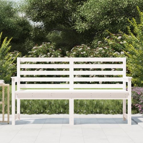 Zahradní lavice bílá 159,5 x 48 x 91,5 cm masivní borové dřevo