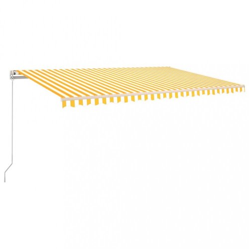 Ručně zatahovací markýza s LED světlem 500x350 cm Dekorhome - BAREVNÁ VARIANTA: Bílá / žlutá