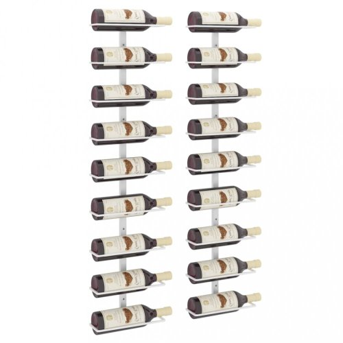 Nástěnný stojan na víno na 18 lahví 2 ks Dekorhome - BAREVNÁ VARIANTA: Bílá