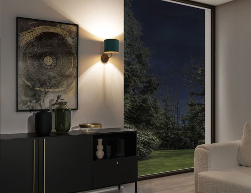 Vespillo 18x26x24cm nástenné svietidlo 1 zelený/zlatý