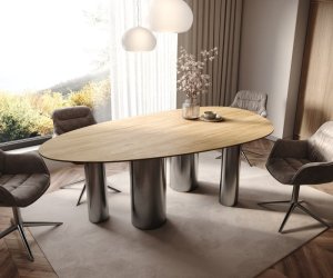 Oválny jedálenský stôl Edge 220x120 Keramický Laminam® Sabbia Dub