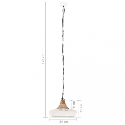 Závěsná lampa bílá / mangovníkové dřevo Dekorhome - ROZMĚR: 35 cm