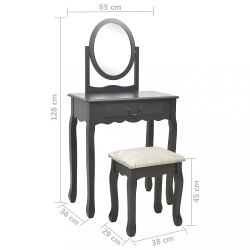 Toaletní stolek s taburetem Dekorhome - BAREVNÁ VARIANTA: Černá