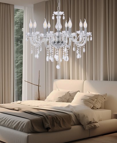 Závěsná lampa Cristallo chrom 8x40W E14 transparentní