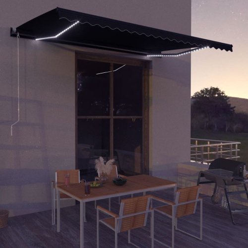 Ručně zatahovací markýza s LED světlem 350x250 cm Dekorhome