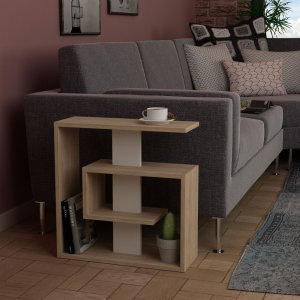 Príručný stolík / Odkladací stolík Saly - Sonoma Oak, White