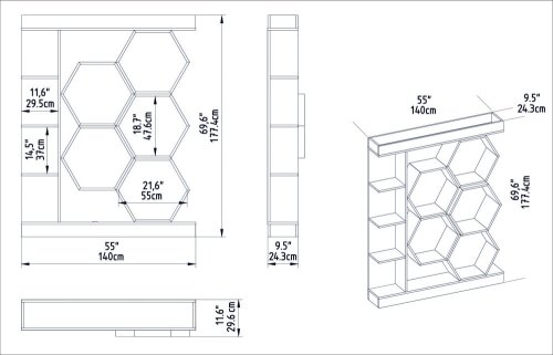 Knihovna Sueno - White, Walnut