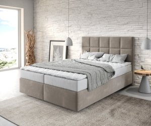 Boxspring postel Dream-Fine 140x200 cm mikrovlákno béžová