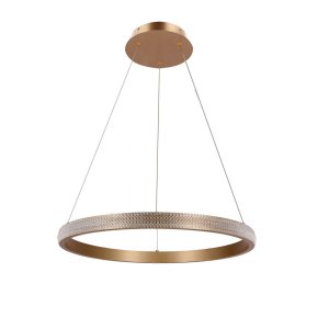 ZÁVĚSNÁ LAMPA HASHIM 60 CM MATNÁ TMAVĚ ZLATÁ 34W LED KRYSTALY ČIŘÉ