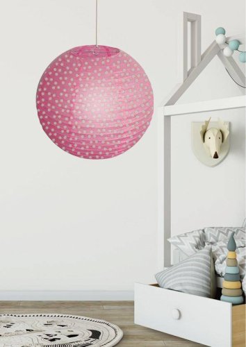 Papierové tienidlo na lampu ružové bodkované guľôčky 35cm Cocoon