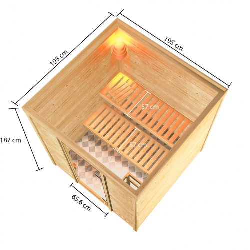 Interiérová fínska sauna 195x195 cm Dekorhome