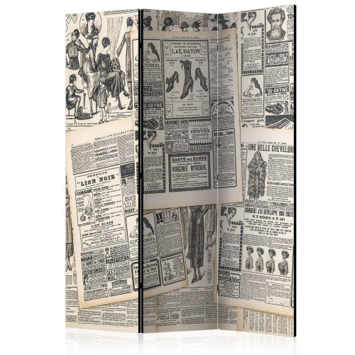 Paraván Vintage Newspapers Dekorhome - ROZMER: 135x172 cm (3-dielny)