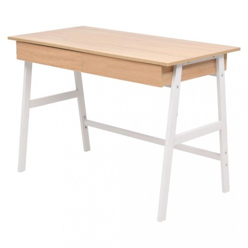 Písací stôl 110x55 cm dub / biela Dekorhome