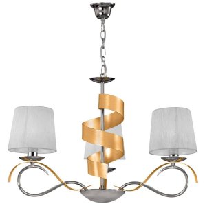 Závesná lampa chróm/zlatý luster 3x40W E14 Denis