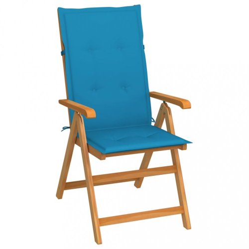 Skládací zahradní židle s poduškami teak / látka Dekorhome - BAREVNÁ VARIANTA: Světle zelená