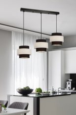 Závesná lampa Benta čierna 3x40W e27 tienidlo čierne+krémové