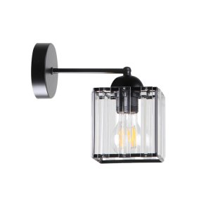 Nástenná lampa Glassia Lamp čierna 1X40 E27 čierne tienidlo + číre kryštály