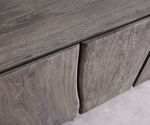 Komoda Live Edge 220 cm akácie masiv platina 6 dvířek