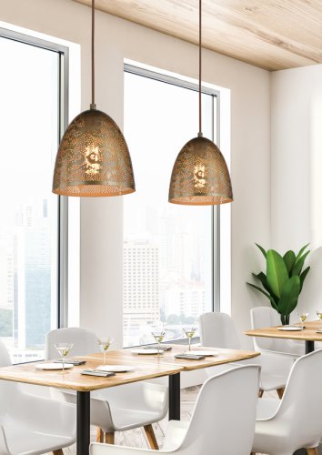 Závesná stropná lampa sfinga kužeľ e27 prelamovaná patina