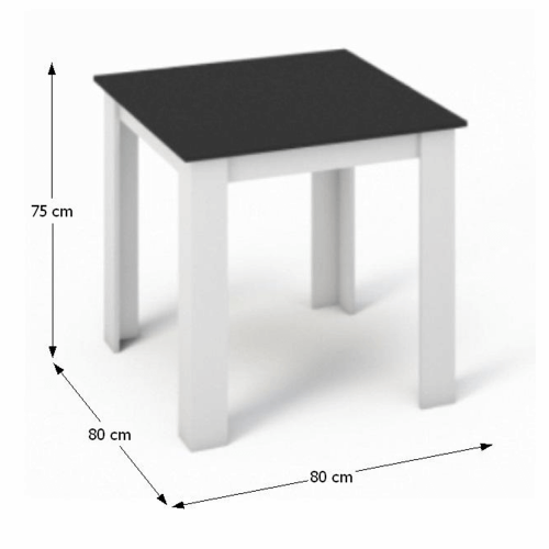 Jídelní stůl 80x80 KRAZ - BAREVNÁ VARIANTA: Černá / bílá
